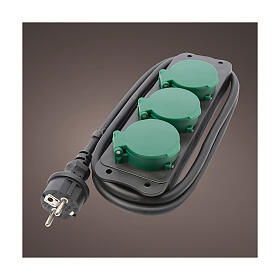 European Multiple Socket Strip - 3 Outdoor Sockets 1.5m