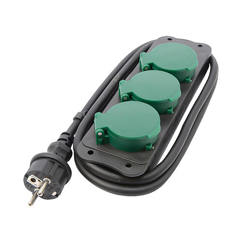 European Multiple Socket Strip - 3 Outdoor Sockets 1.5m 2