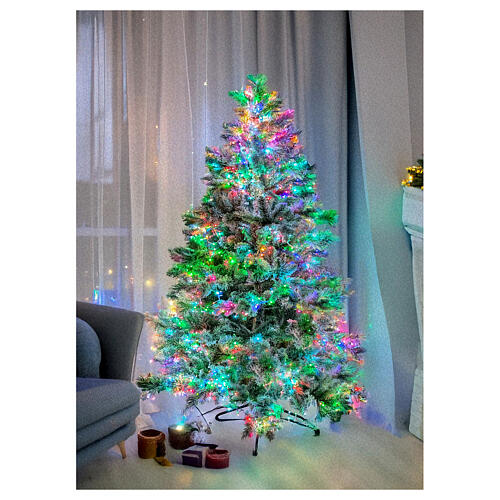 Flocked Christmas tree Pine, 2200 RGB LED lights, 180 cm, poly 1