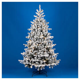 Flocked Winter Woodland Pine Christmas tree, 2200 warm white LEDs, 180 cm, poly