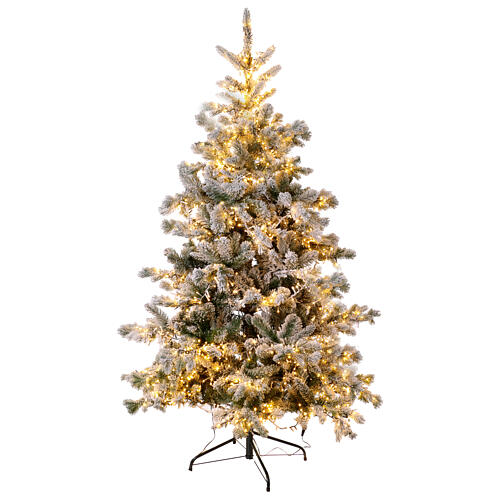 Flocked Winter Woodland Pine Christmas tree, 2200 warm white LEDs, 180 cm, poly 6