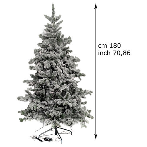 Albero Natale Pine WW 180 cm 2200 LED bianco caldo giochi luce floccato poly 3