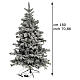 Albero Natale Pine WW 180 cm 2200 LED bianco caldo giochi luce floccato poly s3