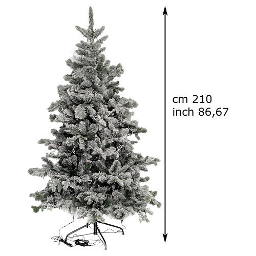 Albero Natale Pine WW 210 cm floccato 3200 LED bianco caldo giochi luce poly 3