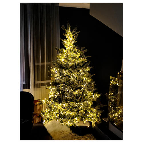 Árvore de Natal Pine WW 210 cm nevado 3200 luzes LED branco quente jogos de luzes PE 1