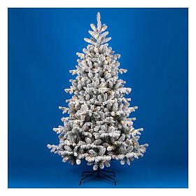 Flocked Christmas tree "Pine", 180 cm, 350 warm white LEDs