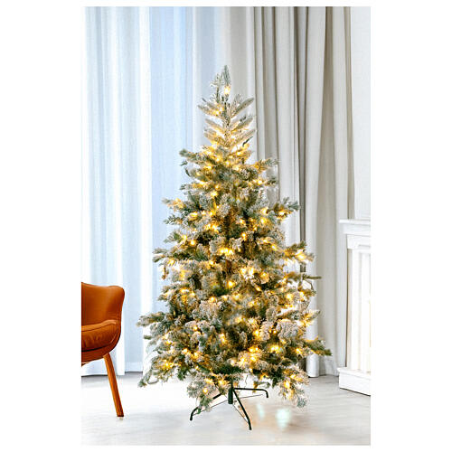 Flocked Christmas tree "Pine", 180 cm, 350 warm white LEDs 1