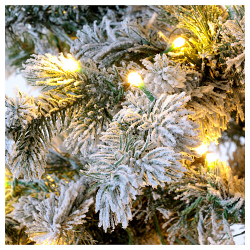 Sapin Noël pine 350 LEDs blanc chaud 180 cm enneigé poly 2