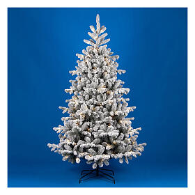 Flocked prelit Christmas tree "Pine", 240 cm, 600 warm white LEDs