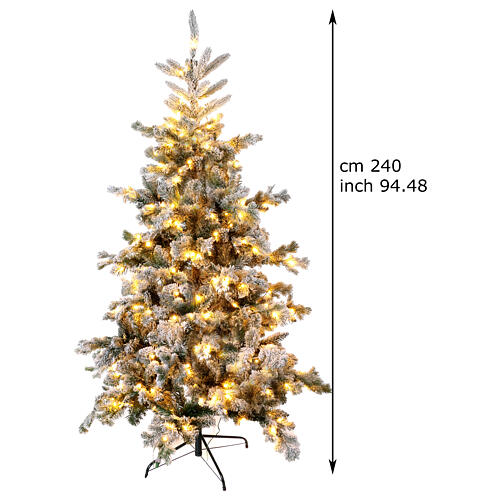 Albero Natale Pine LED 240 cm prelit 600 LED bianco caldo floccato poly 3