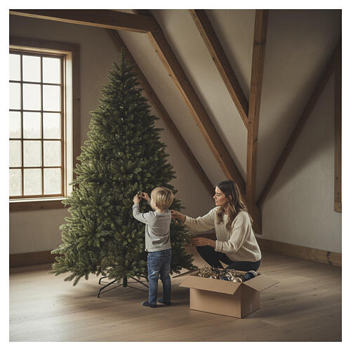 Green Louvre Christmas tree, poly, 4700 warm white LEDs, light plays, 240 cm 4