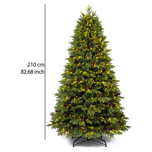 Weihnachtsbaum Green 210 cm mit 500 warmweißen LEDs und abnehmbaren Zapfen, Feel Real 3