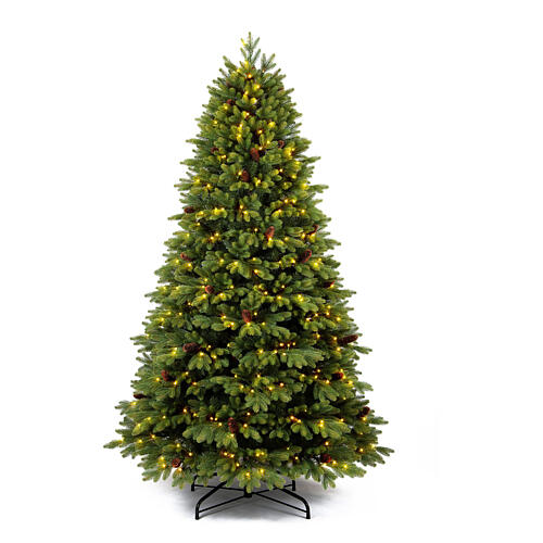 Christmas tree "Green", 500 warm white LEDs, 210 cm, removable pinecones, poly 1