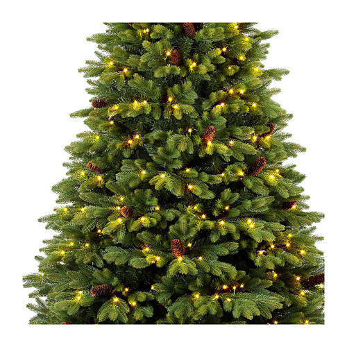 Sapin Noël Green Prelit 500 LEDs blanc chaud 210 cm pommes de pin amovibles poly 2