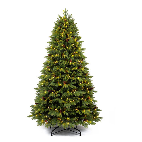 Albero Natale Green prelit 500 LED bianco caldo 210 cm pigne rimovibili poly 1