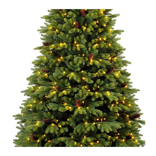 Prelit Christmas tree "Green", 650 warm white LEDs, 240 cm, removable pinecones, poly 2