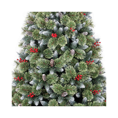 Cherry Christmas tree, 180 cm, snowy finish with pinecones and berries 2