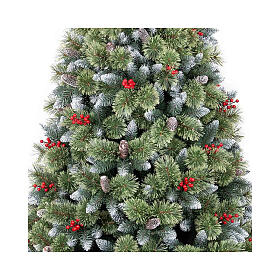 Albero Natale Cherry 180 cm innevato pigne bacche 