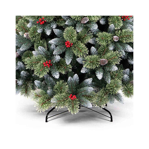 Albero Natale Cherry 180 cm innevato pigne bacche  3