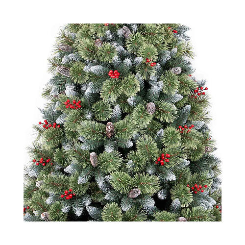 Cherry Christmas tree, PP, 210 cm, snowy finish with pinecones and berries 2