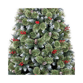 Weihnachtsbaum, Modell Cherry, 240 cm, beflockt, mit Zapfen und Beeren