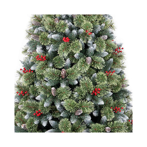 Cherry Christmas tree, snowy finish with pinecones and berries, 240 cm 2