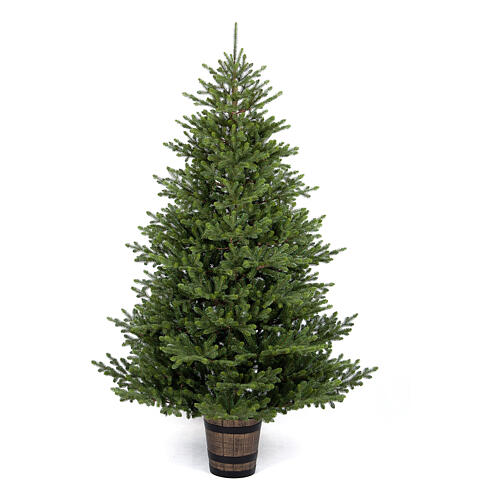 Albero Natale National Po 180 cm Poly Feel Real verde con vaso 1