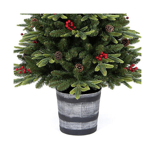 Sapin 120 cm pommes de pin baies poly feel real base pot 3