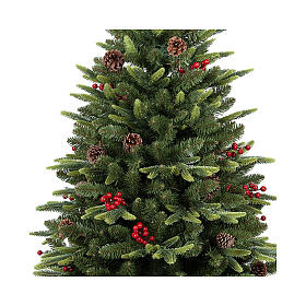 Christmas tree with berries and pine cones 120 cm Poly Feel Real vase base