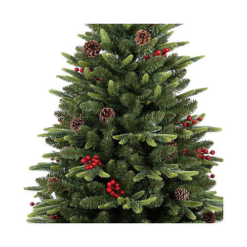 Christmas tree with berries and pine cones 120 cm Poly Feel Real vase base 2