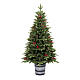 Christmas tree with berries and pine cones 120 cm Poly Feel Real vase base s1