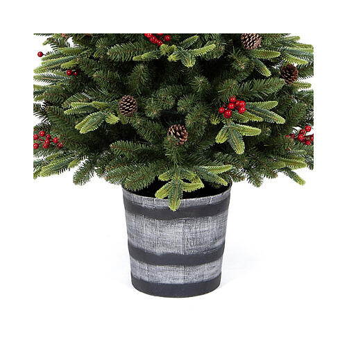 Albero pinetto 150 cm bacche pigne baso vaso tondo poly 3