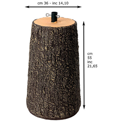 Log-shaped base for Christmas trees of 180-210 cm, resin, 55x35 cm 4