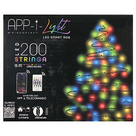 Corrente luminosa smart 200 LEDs 15 m com controle remoto e aplicativo para interior/exterior