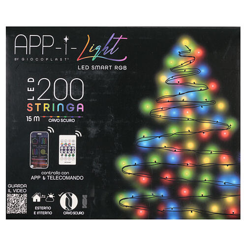 Corrente luminosa smart 200 LEDs 15 m com controle remoto e aplicativo para interior/exterior 2