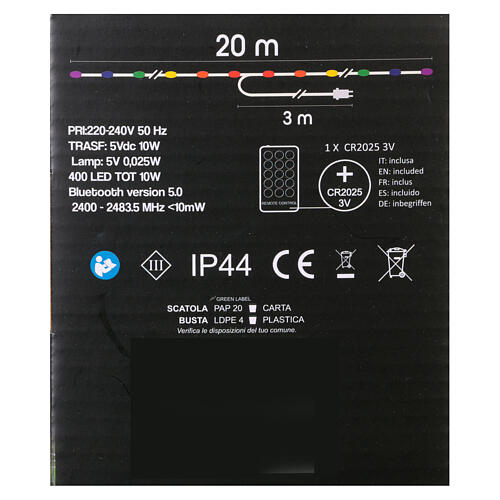 Catena luminosa 400 led smart con telecomando e app uso int-est 20 metri 6