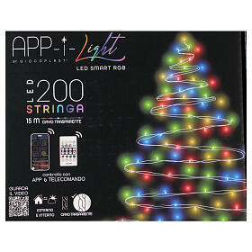 Smart string lights with remote and app, 49 ft, 200 LEDs, indoor/outdoor