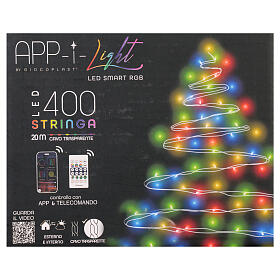 Smart string lights of 400 RGB LEDS, 66 ft, remote and app, indoor/outdoor