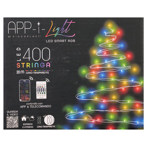 Smart string lights of 400 RGB LEDS, 66 ft, remote and app, indoor/outdoor 2