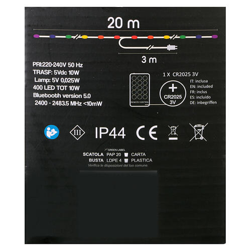 Cadena 400 led smart 20 m con control remoto y aplicación uso int-ext 6