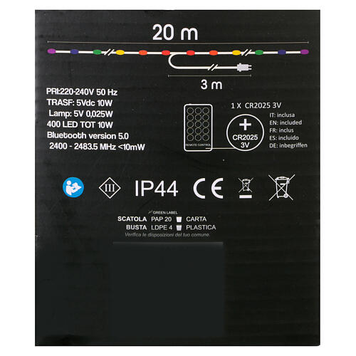 Chaîne 400 LEDs smart 20 m avec télécommande et app intérieur/extérieur 6