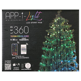 Christmas tree curtain of 360 LEDs with remote and app, indoor/outdoor