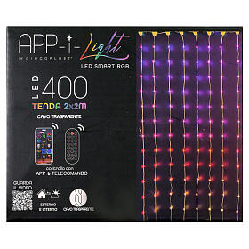 Cortina 400 LEDs 2x2 m com controle remoto e app interior/exterior