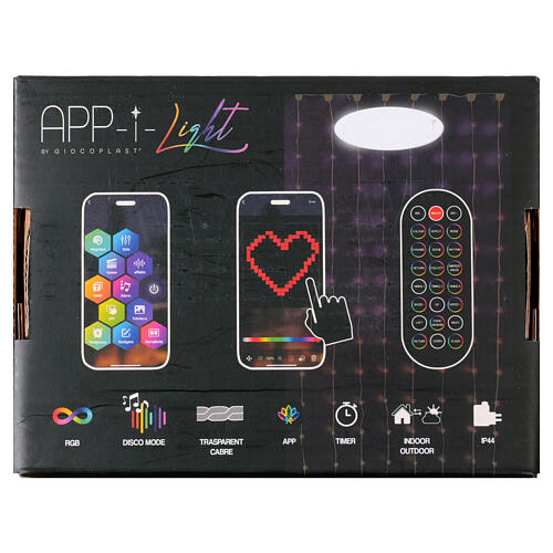 Cortina 400 LEDs 2x2 m com controle remoto e app interior/exterior 4