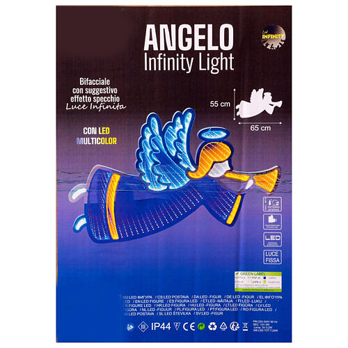Weihnachtlicher Engel, Infinity Light, 65 cm, multicolor LEDs, beidseitig, innen/außen 3