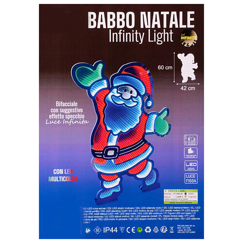 Père Noël Infinity Light LEDs multicolores pour intérieur extérieur 60 cm 3