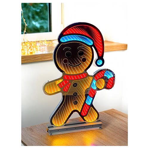 Weihnachtliches Lebkuchenmännchen, Infinity Light, 60 cm, multicolor LEDs, beidseitig, innen/außen 1