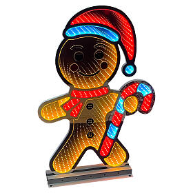 Bonhomme en pain d'épices Infinity Light LEDs multicolores pour intérieur extérieur 60 cm