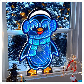 Infinity Light Christmas penguin, multicoloured LEDs, indoor/outdoor, 24 in