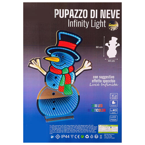 Muñeco de nieve Infinity Light led multicolor uso int ext 60 cm 3